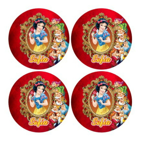 Adesivo Redondo 5cm - Branca de Neve
