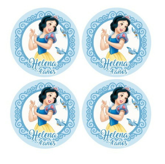 Adesivo Redondo 5cm - Branca de Neve Aquarela