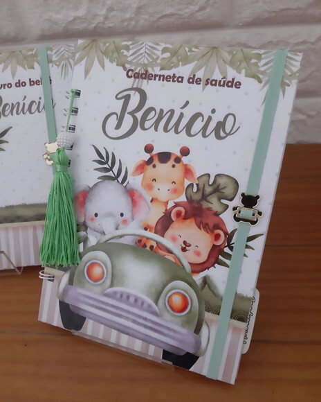 Kit Livro do Bebê e Caderneta de Vacina Safari 2