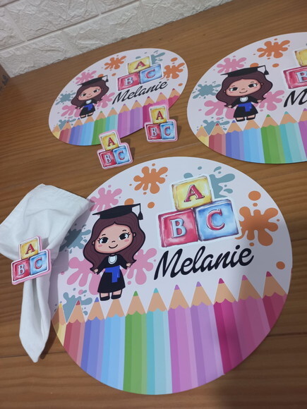 Kit Mesa Posta Abc Aquarela /confeccionamos com Sua Arte