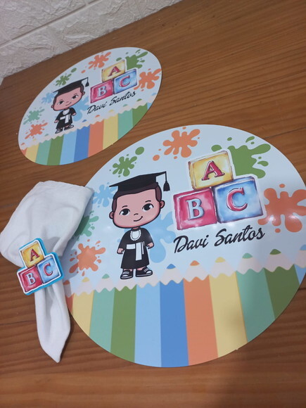 Kit Mesa Posta Abc Aquarela 2 /confeccionamos com Sua Arte