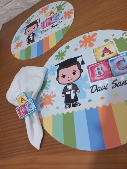 Kit Mesa Posta Abc Aquarela 2 /confeccionamos com Sua Arte