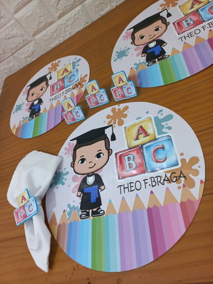 Kit Mesa Posta Abc Aquarela/confeccionamos com Sua Arte