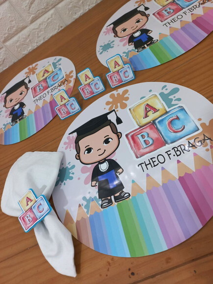 Kit Mesa Posta Abc Aquarela/confeccionamos com Sua Arte