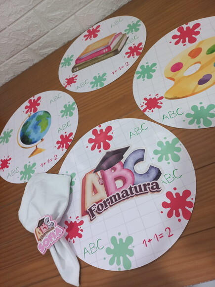 Kit Mesa Posta Abc Elementos /confeccionamos com Sua Arte