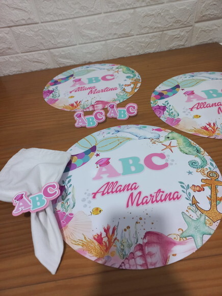 Kit Mesa Posta Abc Fundo do Mar -confeccionamos com Sua Arte