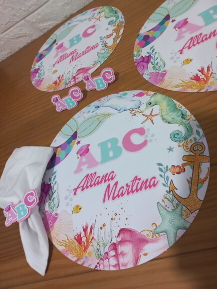 Kit Mesa Posta Abc Fundo do Mar -confeccionamos com Sua Arte