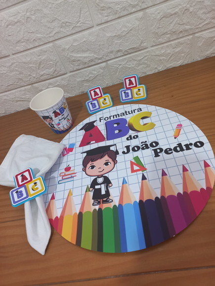 Kit Mesa Posta c/ Copo Abc - Confeccionamos com Sua Arte.