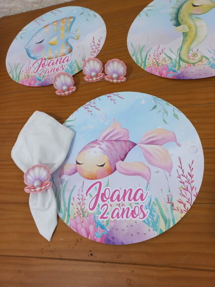 Kit Mesa Posta Fundo do Mar Cute
