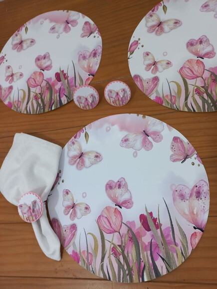 Kit Mesa Posta Jardim das Borboletas Aquarela 2