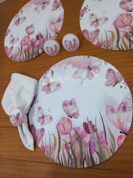 Kit Mesa Posta Jardim das Borboletas Aquarela 2