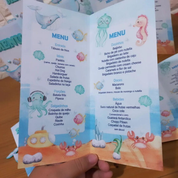 Menu de Mesa 3d Fundo do Mar