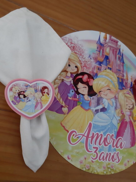 Porta Guardanapo Princesas Cute Coração