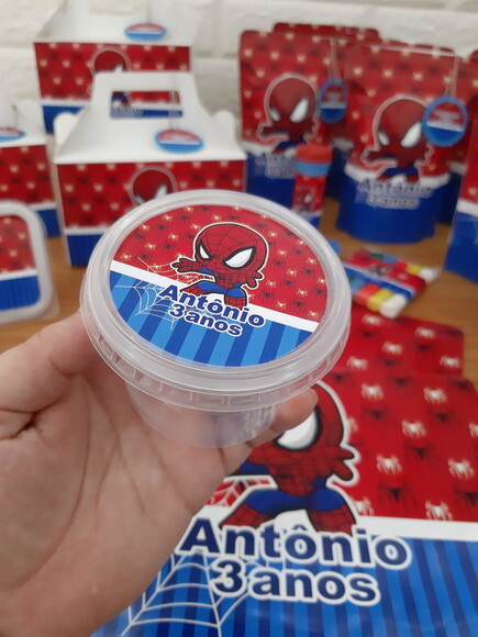 Pote 140ml Frutinhas / Pipoca ou Guloseimas - Menino Aranha
