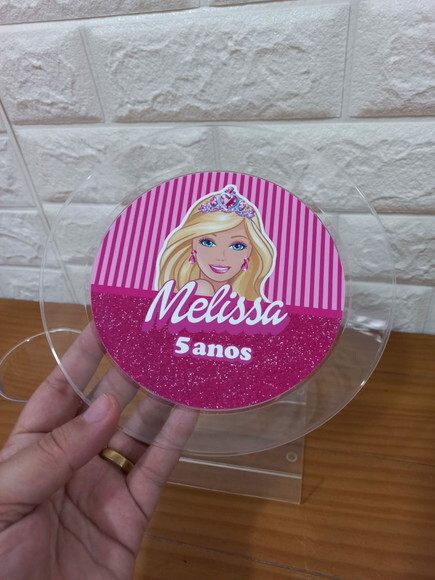 Prato Lanche Acrílico Personalizado Barbie