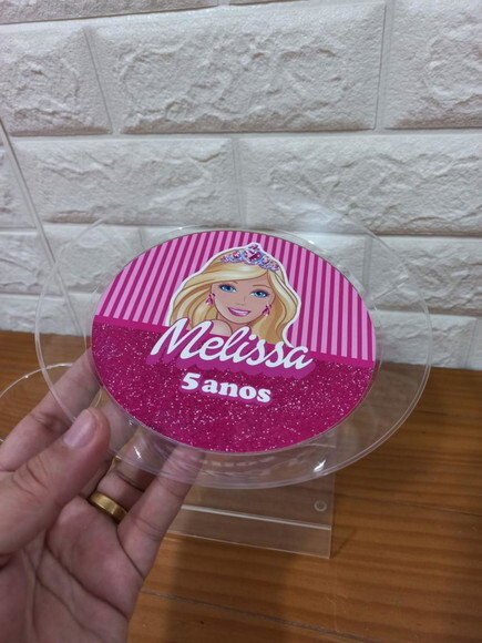 Prato Sobremesa Acrílico Personalizado Barbie