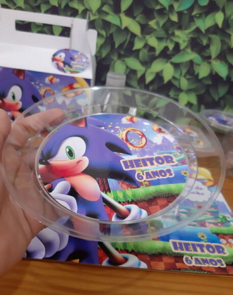 Prato Sobremesa Acrílico Personalizado Sonic