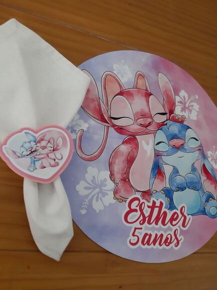 Sousplat 29cm - Stitch e Angel