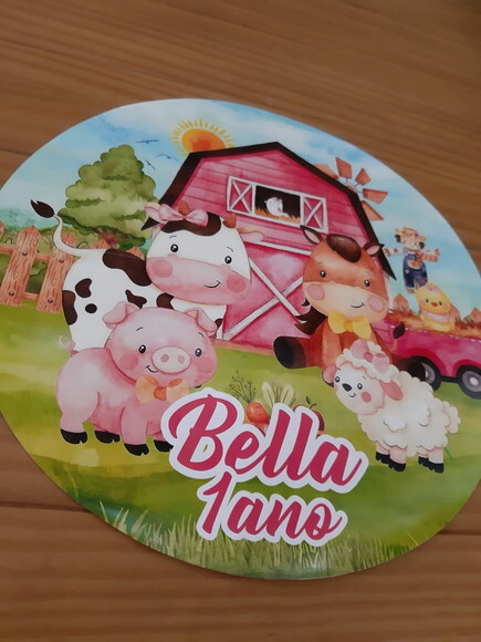 Sousplat Fazendinha Rosa Personalizado