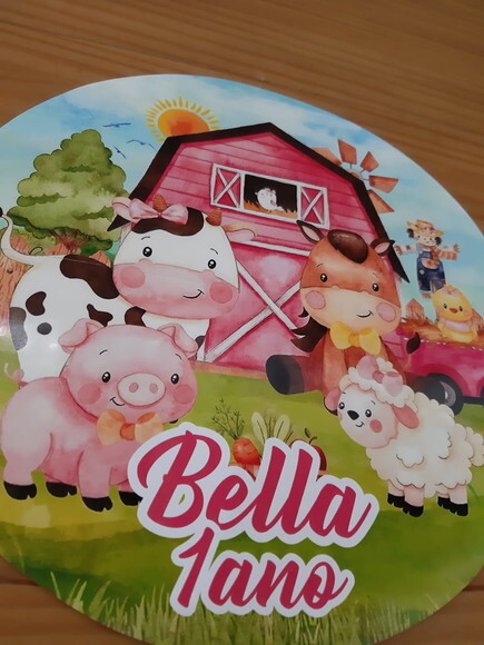 Sousplat Fazendinha Rosa Personalizado