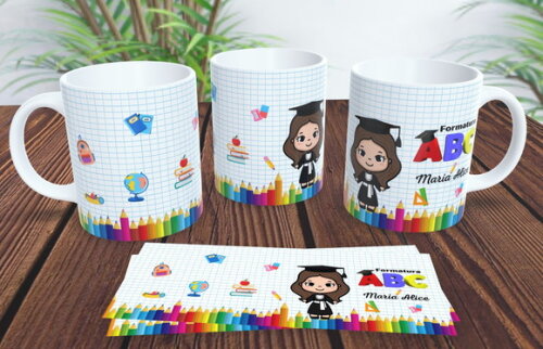1 Caneca de Porcelana Abc Collor Girl 325 ml