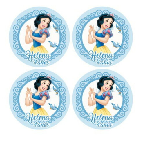 Adesivo Redondo 5cm - Branca de Neve Aquarela