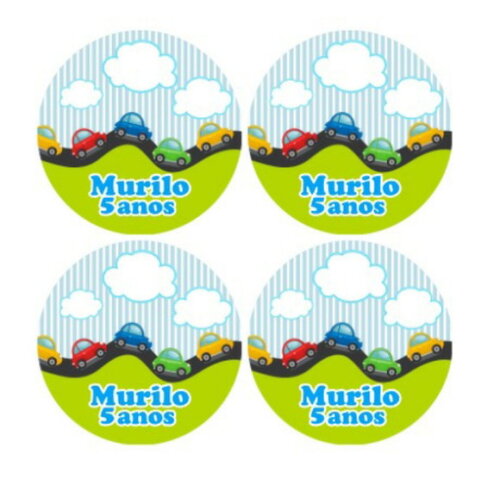 Adesivo Redondo Carrinhos 5cm