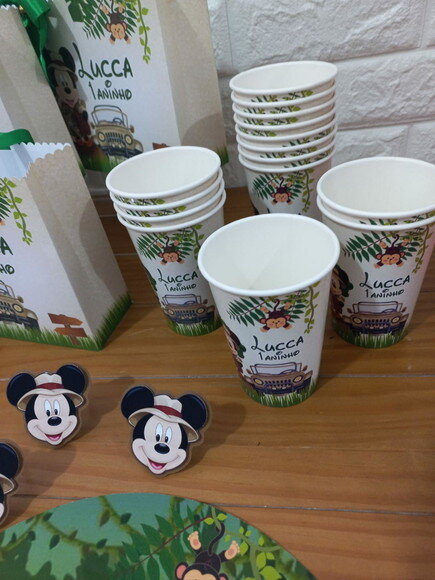 Copo de Papel Personalizado Mickey Safari - 200ml