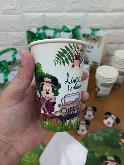 Copo de Papel Personalizado Mickey Safari - 200ml