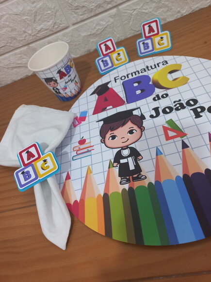 Kit Mesa Posta c/ Copo Abc - Confeccionamos com Sua Arte.