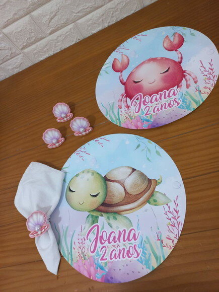 Kit Mesa Posta Fundo do Mar Cute