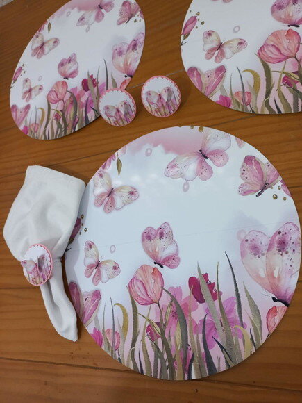 Kit Mesa Posta Jardim das Borboletas Aquarela 2