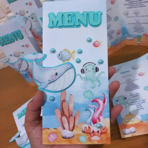 Menu de Mesa 3d Fundo do Mar