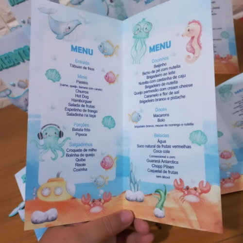 Menu de Mesa 3d Fundo do Mar