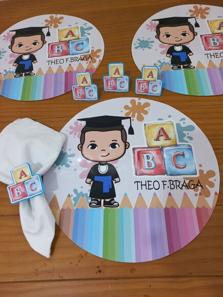 Porta Guardanapo Formatura Abc Aquarela
