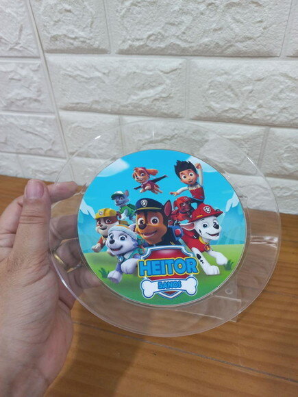 Prato Lanche Acrílico Personalizado Patrulha Canina