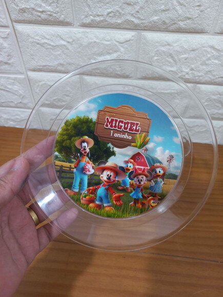 Prato Refeição Acrílico Mickey Fazendinha