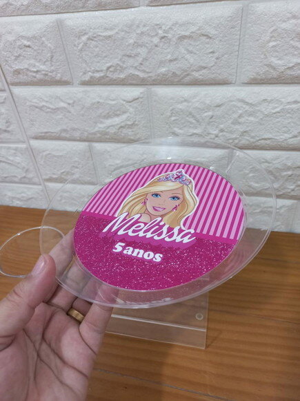 Prato Sobremesa Acrílico Personalizado Barbie