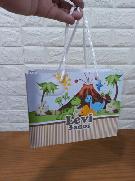 Sacola P - Surpresa Dino Baby 3 - Alça Cordão