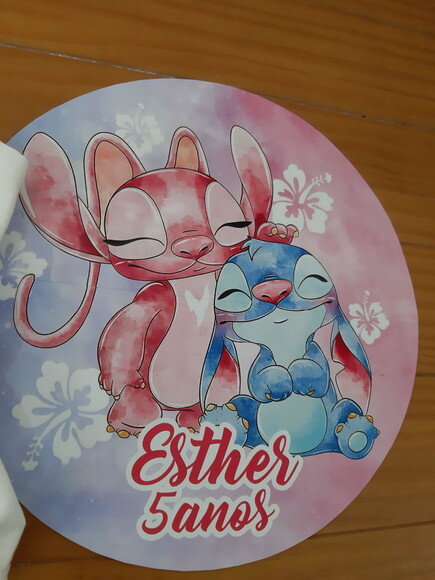 Sousplat 29cm - Stitch e Angel