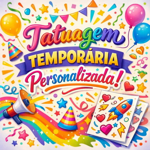 Kit 10 Tatuagens Temporárias Personalizadas 4x4 cm
