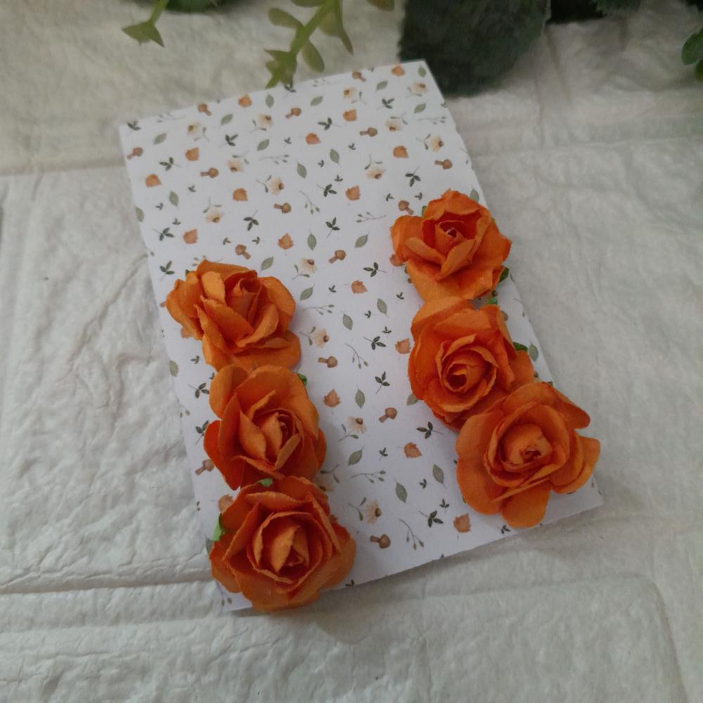 Flores de Papel cor laranja - cartela com 6 unidades