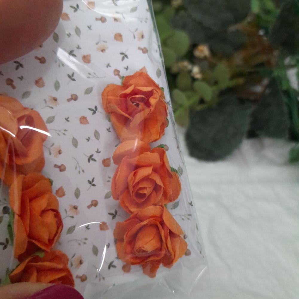 Flores de Papel cor laranja - cartela com 6 unidades