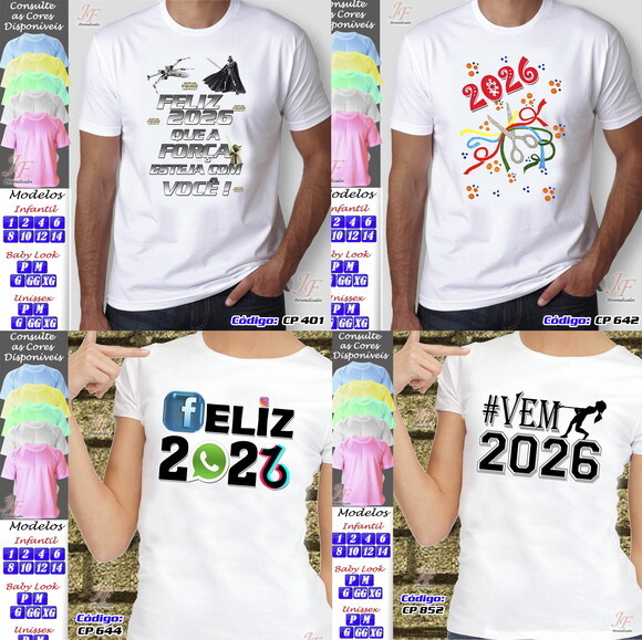 07 Camisetas Personalizadas Ano Novo Feliz Natal Reveillon