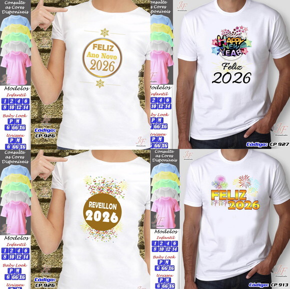 09 Camisetas Personalizadas Ano Novo Feliz Natal Reveillon