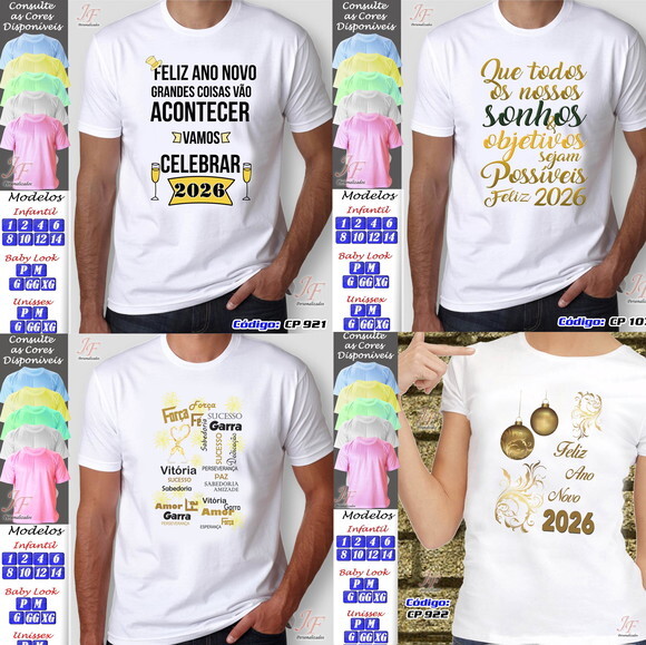 18 Camisetas Personalizadas Ano Novo Feliz Natal Reveillon