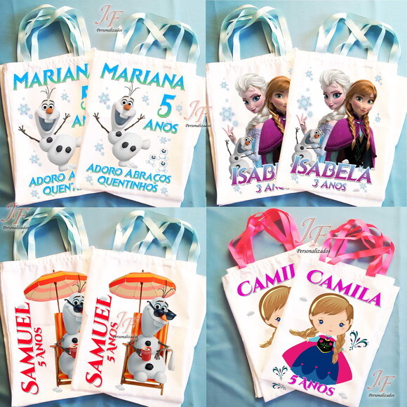 Bolsinha Ecobag Sacolinha Personalizada Frozen