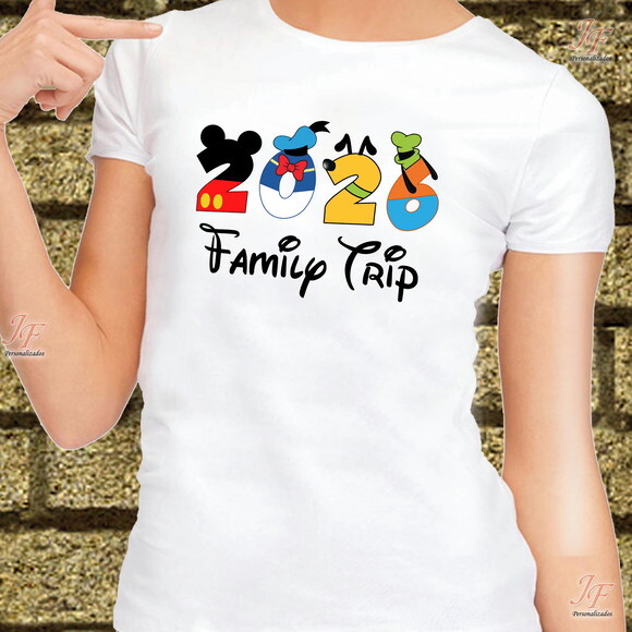 Camisa Viagem Família Disney | 06 Unidades | 100% Algodão