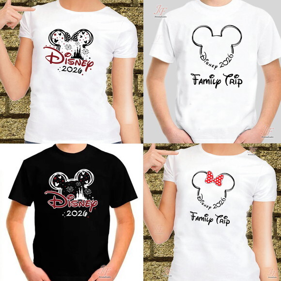 Camisa Viagem Família Disney | 07 Unidades | 100% Algodão