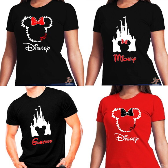Camisa Viagem Família Disney | 10 Unidades | 100% Algodão
